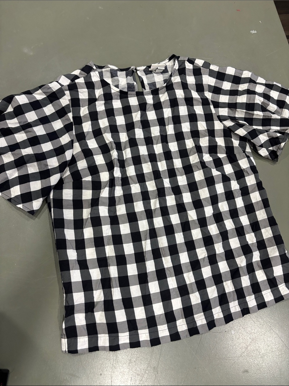 Women’s Black & White Gingham Short-Sleeve Top